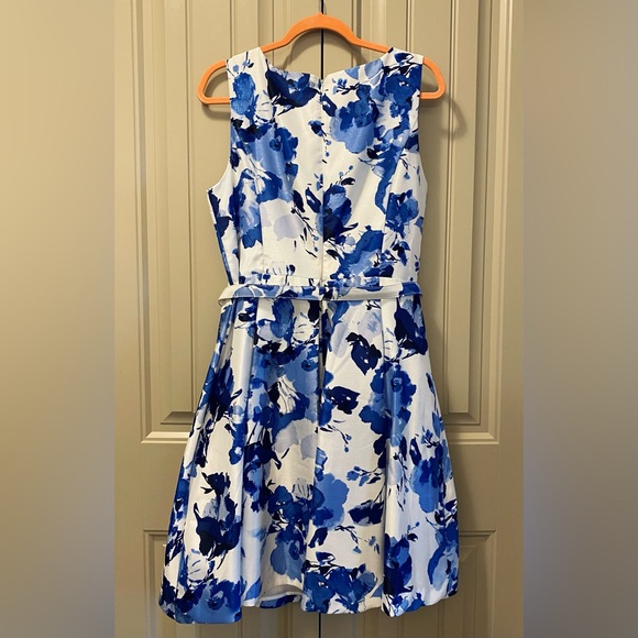 Eliza J New York White with Blue Florals Event Dress - Picture 2 of 10